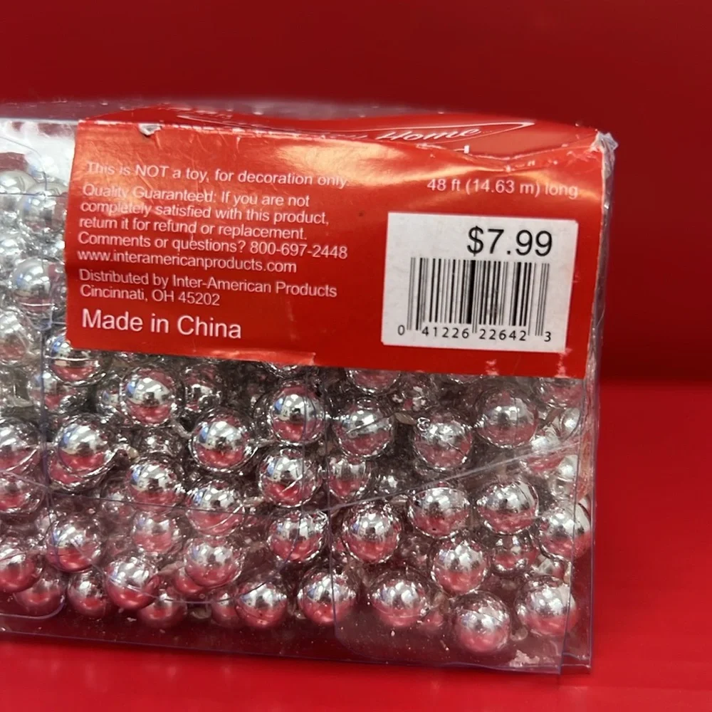 Silver Holiday Garland with Shiny Beads